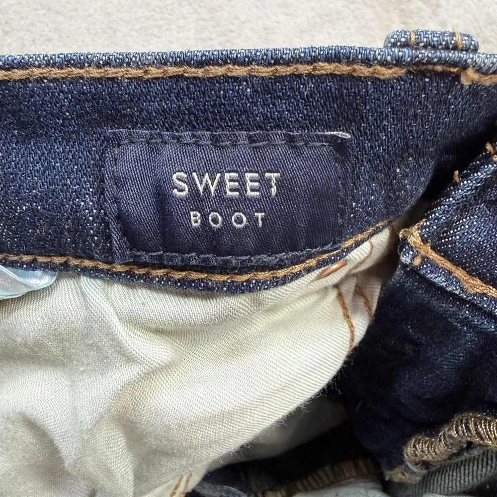 Lucky Brand Sweet Boot Jean Women 14/32 Dark Mid Rise Bootcut Western Boho Denim